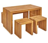 Beliani Garden Dining Set With Benches And Stools 4 Seater Bellano Acacia Wood Brown