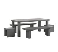 Beliani Garden Dining Set With Benches And Stools 6 Seater Taranto Grey Concrete