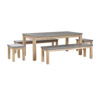 Beliani Garden Dining Set With Benches And Stools 8 Seater Ostuni Concrete Grey, Grey