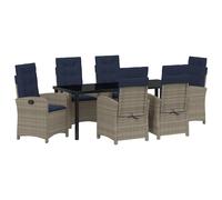 Garden Dining Set with Cushion Grey Poly Rattan Outdoor Ensemble vidaXL