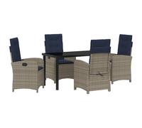 Garden Dining Set with Cushion Grey Poly Rattan Outdoor Ensemble vidaXL