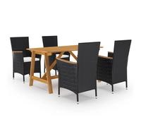 Garden Dining Set with Cushions Black|Brown Multi Sizes 3/5/7 Piece vidaXL