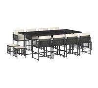vidaXL 13 Piece Garden Dining Set with Cushions Mix Beige Poly Rattan