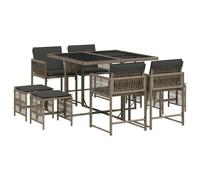 Garden Dining Set with Cushions Dining Chair Light Grey Poly Rattan vidaXL