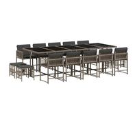 Garden Dining Set with Cushions Dining Chair Light Grey Poly Rattan vidaXL