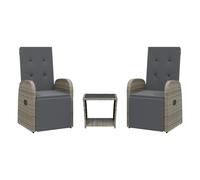 (without footrest) vidaXL Garden Dining Set with Cushions Outdoor Chair Table Grey Poly Rattan