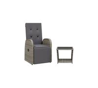(with footrest) vidaXL Garden Dining Set with Cushions Outdoor Chair Table Grey Poly Rattan