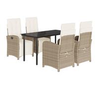 Garden Dining Set with Cushions Outdoor Dining Set Beige Poly Rattan vidaXL