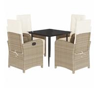 Garden Dining Set with Cushions Outdoor Dining Set Beige Poly Rattan vidaXL