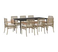 vidaXL 9 Piece Garden Dining Set with Cushions Black Poly Rattan