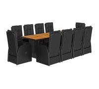 Garden Dining Set with Cushions Table and Chair Set Black Poly Rattan vidaXL