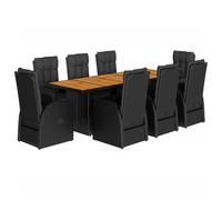 Garden Dining Set with Cushions Table and Chair Set Black Poly Rattan vidaXL