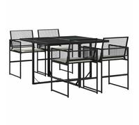 Garden Dining Set with Cushions Table and Chairs Black Poly Rattan vidaXL
