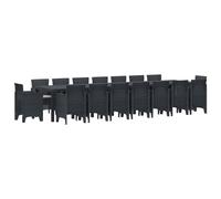 Garden Dining Set 16-Seater Rectangular Anthracite Poly Rattan 400x100 cm Modern