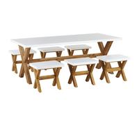 Beliani Garden Dining Set With Stools 6 Seater Olbia Concrete White, White