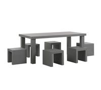 Beliani Garden Dining Set With Stools 6 Seater Taranto Grey Concrete