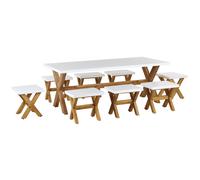 Garden Dining Set with Stools 8 Seater OLBIA White Concrete