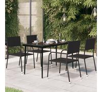 Garden Dining Table Black 140x70x74 cm Powderoated Steel & Tempered Glass Slim