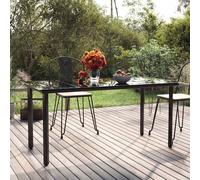 vidaXL Garden Dining Table Black 160x80x74cm Steel and Tempered Glass