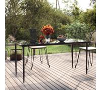 Garden Dining Table Black 160x80x74cm Steel and Tempered Glass
