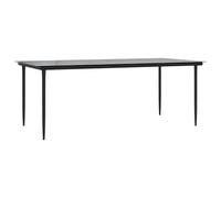 Garden Dining Table Black 200x100x74cm Steel and Tempered Glass vidaXL