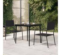 Garden Dining Table Black 80x80x74 cm Solid Powder-Coated Steel & Tempered Glass