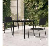 vidaXL Garden Dining Table Black 80x80x74 cm Steel and Glass