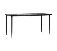 Garden Dining Table Black 160x80x74cm Steel and Tempered Glass
