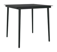 Garden Dining Table Black Steel&Glass Patio Dinner Table 140x70/80x80cm vidaXL