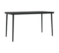 Garden Dining Table Black 140x70x74 cm Steel and Glass