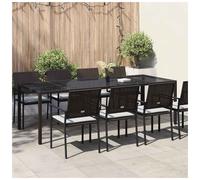 Garden Dining Table Brown 250 x 100 x 75 cm Poly Rattan & Steel Banquet Outdoor