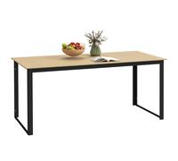 Garden Dining Table for 6 People with Slatted Table Top Metal Frame