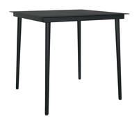 vidaXL Garden Dining Table Black 80x80x74 cm Steel and Glass, Black