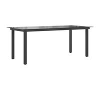 vidaXL Garden Dining Table Glass Aluminium 190x90x74 cm Black Outdoor Patio