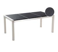 Beliani Garden Dining Table GROSSETO 180 cm 90 cm Polished Granite Black, Black