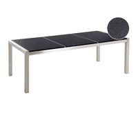 Beliani Garden Dining Table Grosseto 220 Cm 100 Cm Polished Granite Black