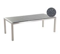 Beliani Garden Dining Table GROSSETO 220 cm 100 cm Polished Granite Grey, Grey