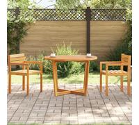 Garden Dining Table Natural Acacia 110cm Round Slatted Cross-Leg 75cm Outdoor XL