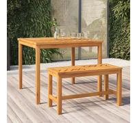 Garden dining table Natural acacia 90x90x74 cm fishbone slat patio set sturdy XL