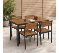 Garden Dining Table Outdoor Natural Black 108.5 x 55 x 75 cm Solid Acacia Wood