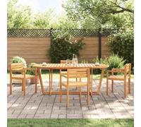 Garden Dining Table Oval 200x90x75cm Solid Acacia Natural Wood Slatted Top Patio