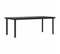 Garden Dining Table Patio Outdoor Dinner Table Black Steel and Glass vidaXL
