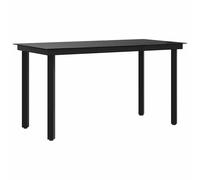 Garden Dining Table Black 140x70x74 cm Steel and Glass