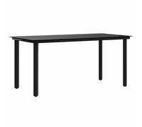 vidaXL Garden Dining Table Black 160x80x74cm Steel and Tempered Glass
