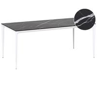 Garden Dining Table SOVARETO 180 cm 90 cm Marble Effect Black Marble