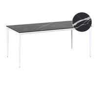 Garden Dining Table SOVARETO 180 cm 90 cm Marble Effect Black Marble