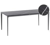 Garden Dining Table SOVARETO 180 cm 90 cm Marble Effect Black Marble