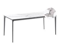 Beliani Garden Dining Table Sovareto 180 Cm 90 Cm Marble Effect White Marble