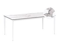 Beliani Garden Dining Table Sovareto 180 Cm 90 Cm Marble Effect White Marble