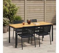 Garden Dinner Table 147 x 88.5 x 75 cm Whitewash and Black Solid Acacia Wood
